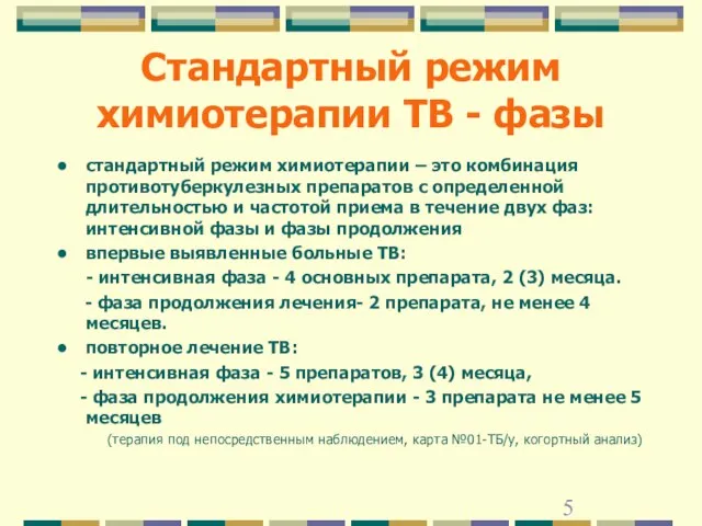 Стандартный режим химиотерапии ТВ - фазы стандартный режим химиотерапии – это