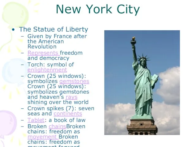 New York City The Statue of Liberty Given by France after