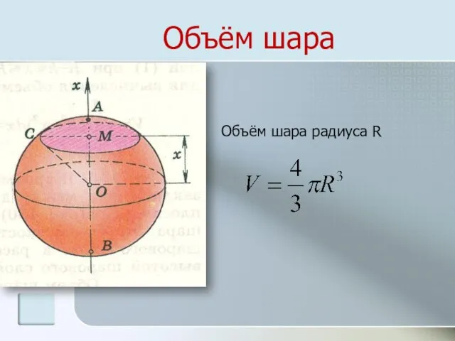 Объём шара Объём шара радиуса R