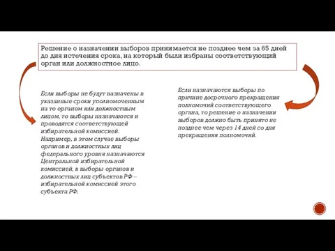 Решение о назначении выборов принимается не позднее чем за 65 дней