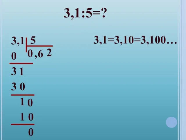 3,1:5=? 3,1 0 3 3 0 1 1 0 0 5