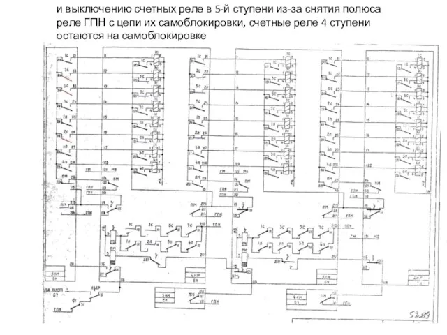 и выключению счетных реле в 5-й ступени из-за снятия полюса реле