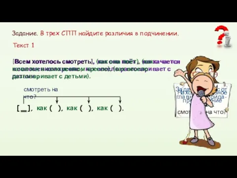 Задание. В трех СПП найдите различия в подчинении. Всем хотелось смотреть