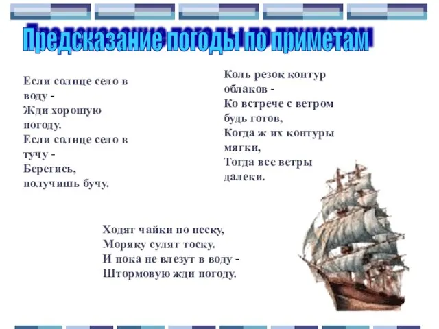 Предсказание погоды по приметам Если солнце село в воду - Жди