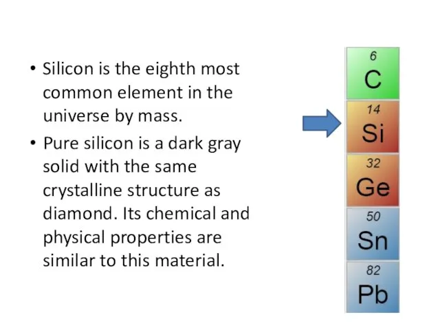 Silicon is the eighth most common element in the universe by