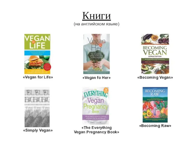 Книги (на английском языке) «Vegan for Life» «Becoming Vegan» «Vegan fo