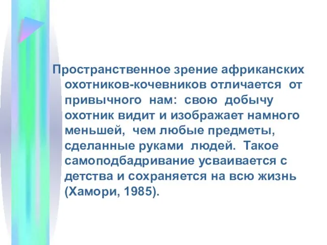 Пространственное зрение африканских охотников-кочевников отличается от привычного нам: свою добычу охотник