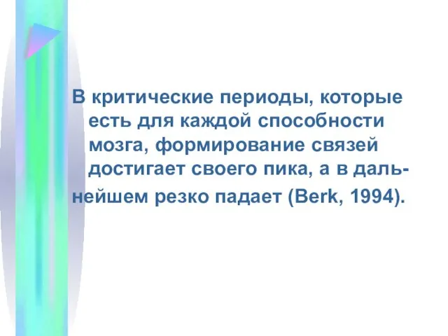 В критические периоды, которые есть для каждой способности мозга, формирование связей