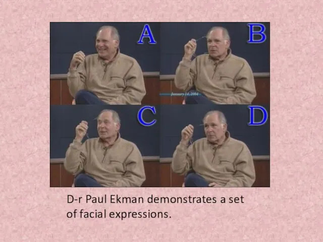 D-r Paul Ekman demonstrates a set of facial expressions.