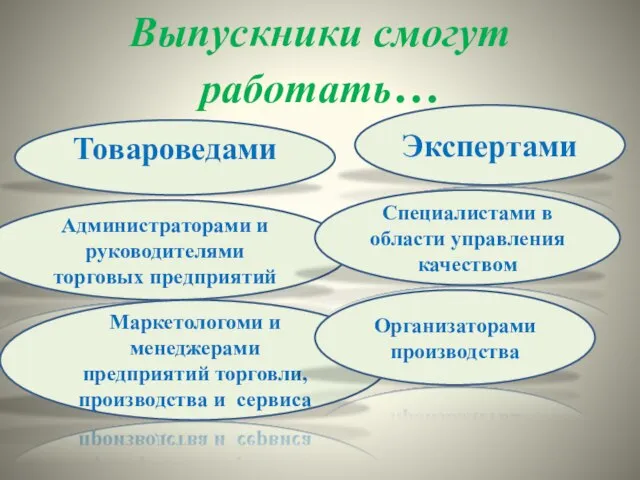 Выпускники смогут работать… Организаторами производства