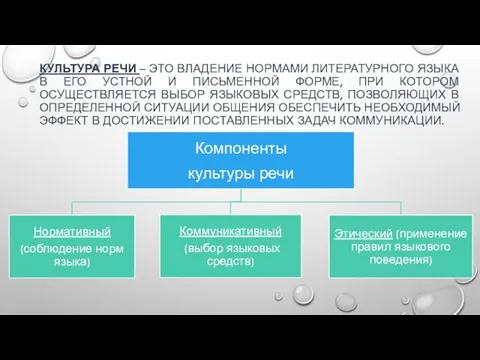 КУЛЬТУРА РЕЧИ – ЭТО ВЛАДЕНИЕ НОРМАМИ ЛИТЕРАТУРНОГО ЯЗЫКА В ЕГО УСТНОЙ