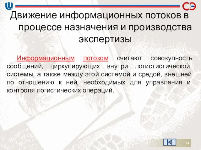 Движение информационных потоков в процессе назначения и производства экспертизы Информационным потоком