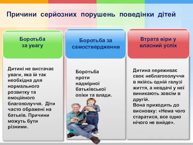 Причини серйозних порушень поведінки дітей Боротьба за увагу Дитині не вистачає