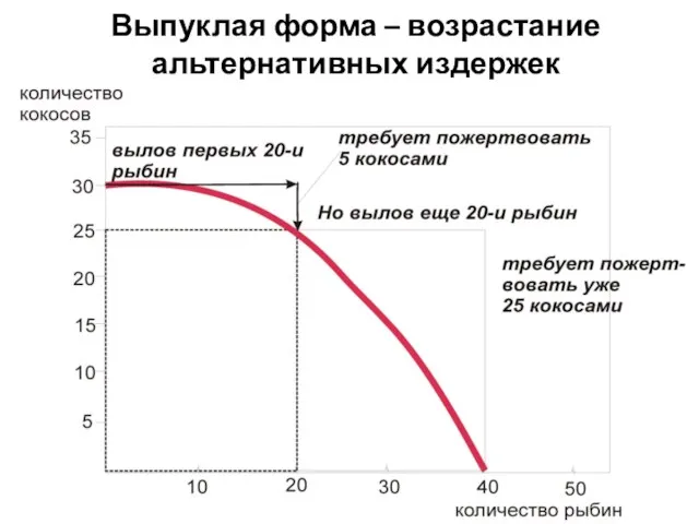 Выпуклая форма – возрастание альтернативных издержек