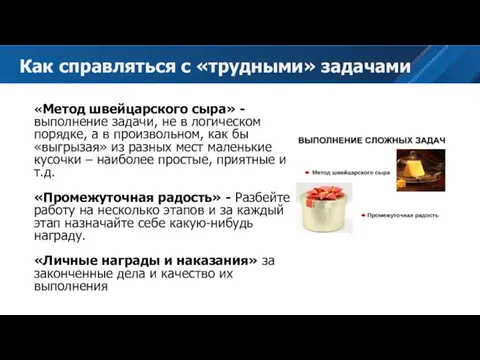 «Метод швейцарского сыра» - выполнение задачи, не в логическом порядке, а