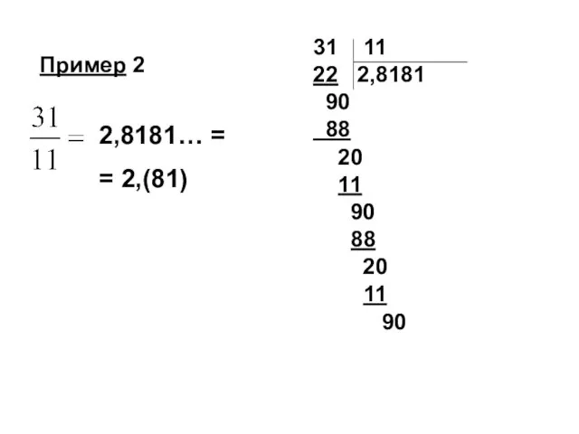 2,8181… = = 2,(81) Пример 2