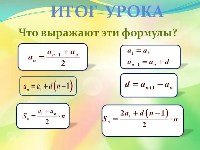 ИТОГ УРОКА Что выражают эти формулы?