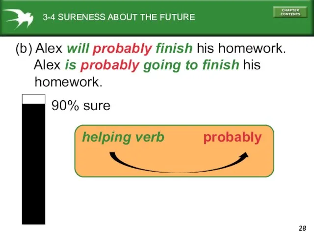 3-4 SURENESS ABOUT THE FUTURE (b) Alex will probably finish his