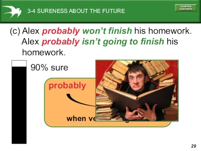 3-4 SURENESS ABOUT THE FUTURE (c) Alex probably won’t finish his