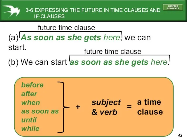 3-6 EXPRESSING THE FUTURE IN TIME CLAUSES AND IF-CLAUSES (a) As
