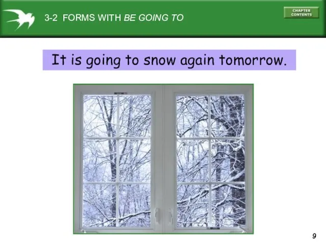 3-2 FORMS WITH BE GOING TO It is going to snow again tomorrow.