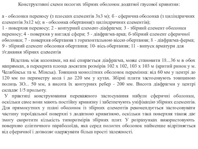 Конструктивні схеми пологих збірних оболонок додатної гаусової кривизни: а - оболонки