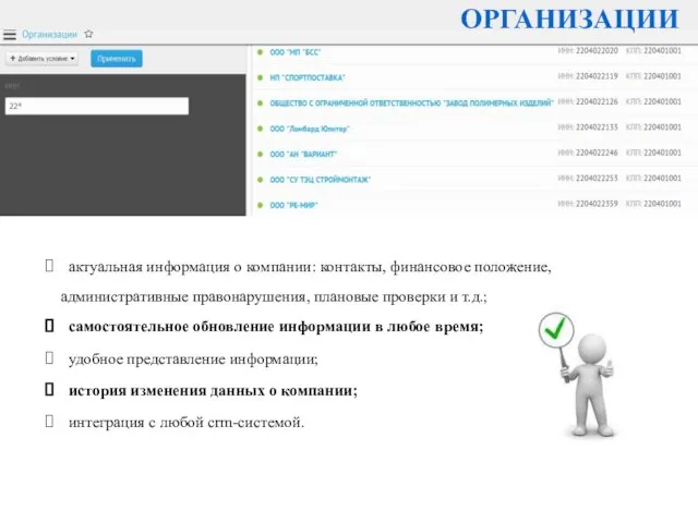 ОРГАНИЗАЦИИ актуальная информация о компании: контакты, финансовое положение, административные правонарушения, плановые