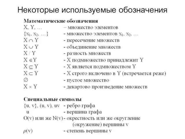 Некоторые используемые обозначения