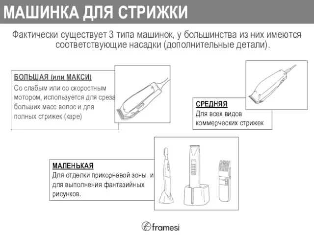 МАШИНКА ДЛЯ СТРИЖКИ Фактически существует 3 типа машинок, у большинства из