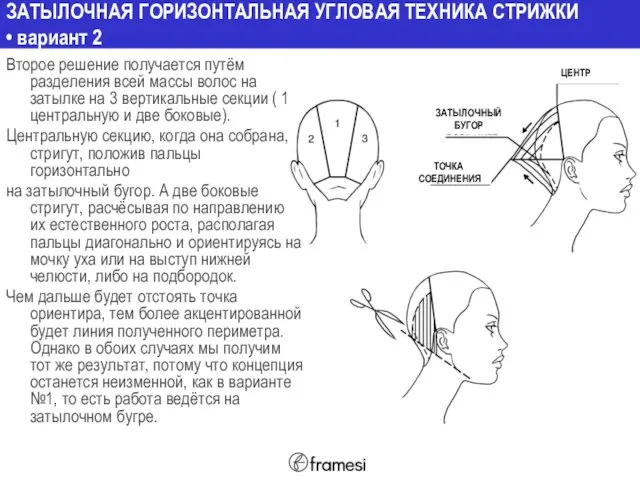 ЗАТЫЛОЧНАЯ ГОРИЗОНТАЛЬНАЯ УГЛОВАЯ ТЕХНИКА СТРИЖКИ • вариант 2 Второе решение получается