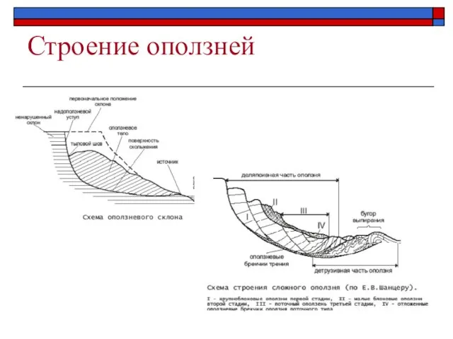 Строение оползней