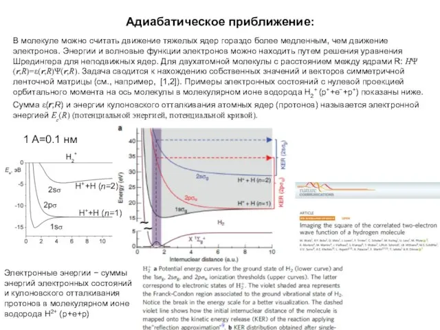 Адиабатическое приближение: В молекуле можно считать движение тяжелых ядер гораздо более