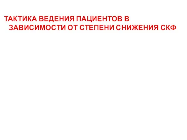 ТАКТИКА ВЕДЕНИЯ ПАЦИЕНТОВ В ЗАВИСИМОСТИ ОТ СТЕПЕНИ СНИЖЕНИЯ СКФ