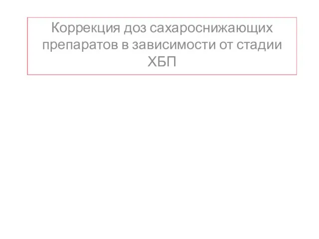 Коррекция доз сахароснижающих препаратов в зависимости от стадии ХБП