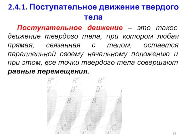 2.4.1. Поступательное движение твердого тела Поступательное движение – это такое движение