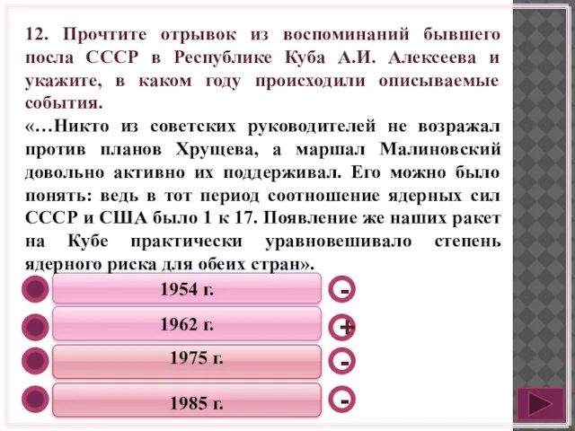 1954 г. 1962 г. 1975 г. 1985 г. - - +