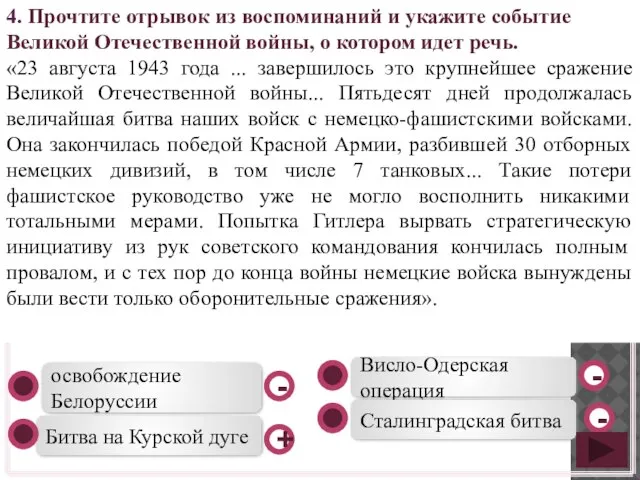 Битва на Курской дуге Висло-Одерская операция Сталинградская битва освобождение Белоруссии -