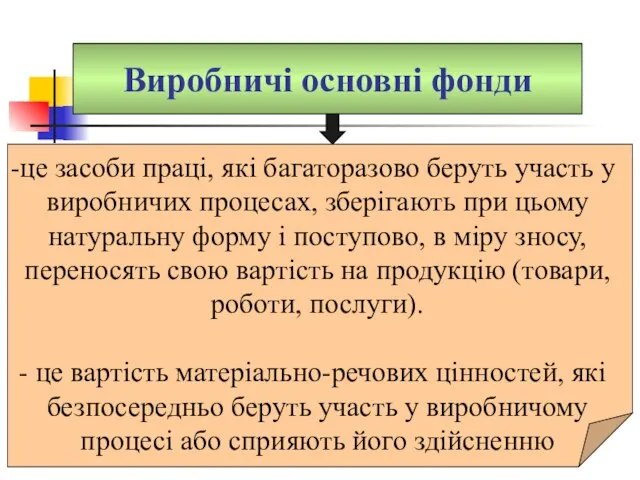 Виробничі основні фонди це засоби праці, які багаторазово беруть участь у