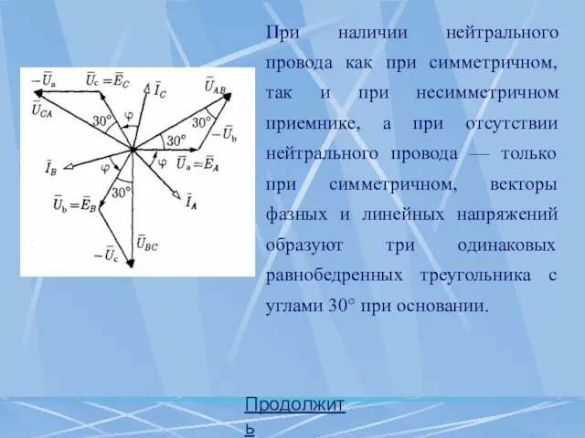 Продолжить При наличии нейтрального провода как при симметричном, так и при