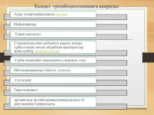 Екінші тромбоцитопенияға апарады: