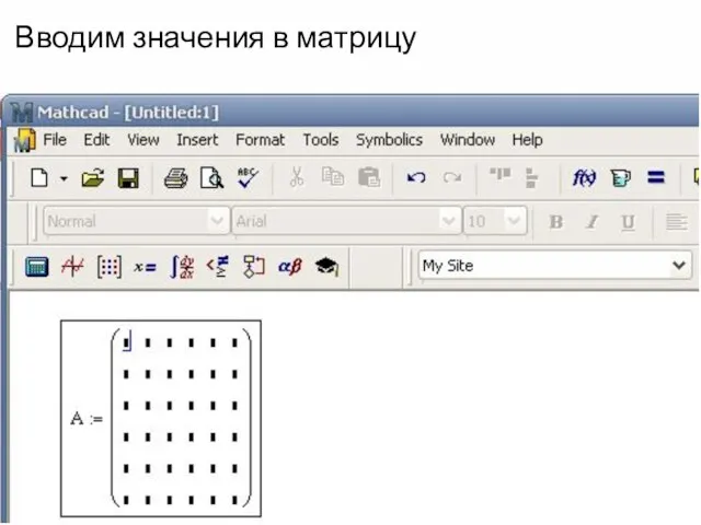 Вводим значения в матрицу