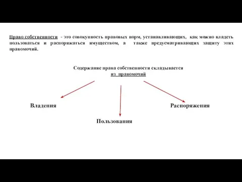 Право собственности - это совокупность правовых норм, устанавливающих, как можно владеть