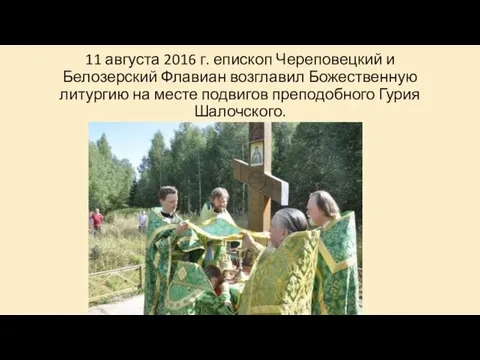 11 августа 2016 г. епископ Череповецкий и Белозерский Флавиан возглавил Божественную