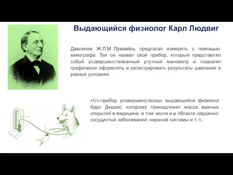 «U»-прибор усовершенствовал выдающийся физиолог Карл Дюдвиг, которому принадлежит масса важных открытий