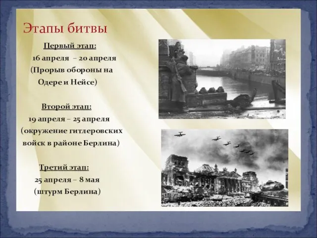 Первый этап: 16 апреля – 20 апреля (Прорыв обороны на Одере