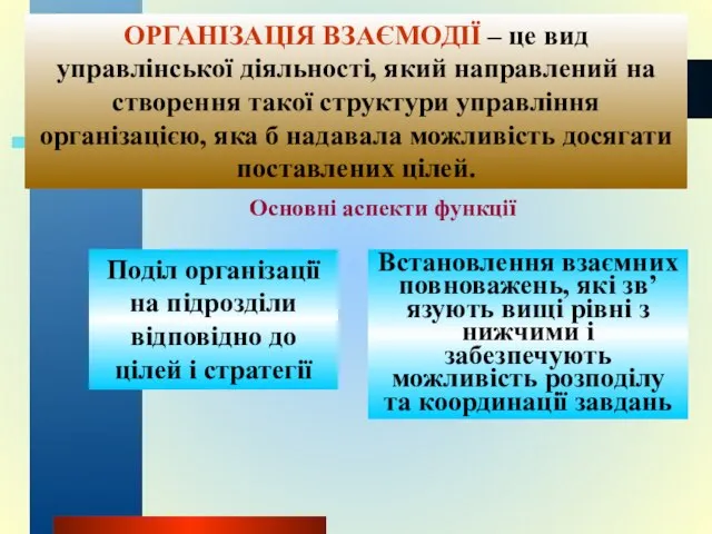 Встановлення взаємних повноважень, які зв’язують вищі рівні з нижчими і забезпечують