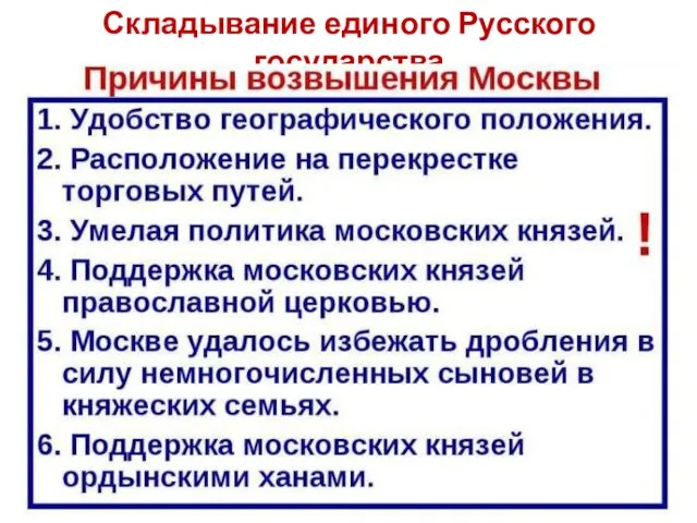 Складывание единого Русского государства