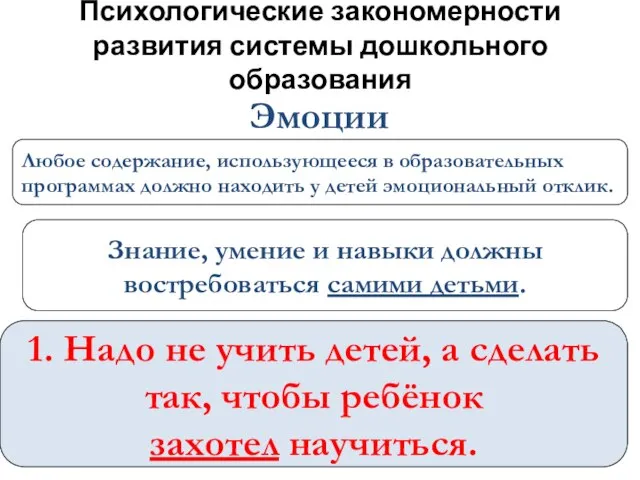 Любое содержание, использующееся в образовательных программах должно находить у детей эмоциональный