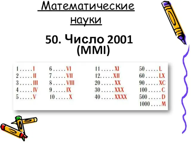 Математические науки 50. Число 2001 (MMI)
