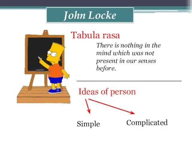 John Locke Tabula rasa There is nothing in the mind which